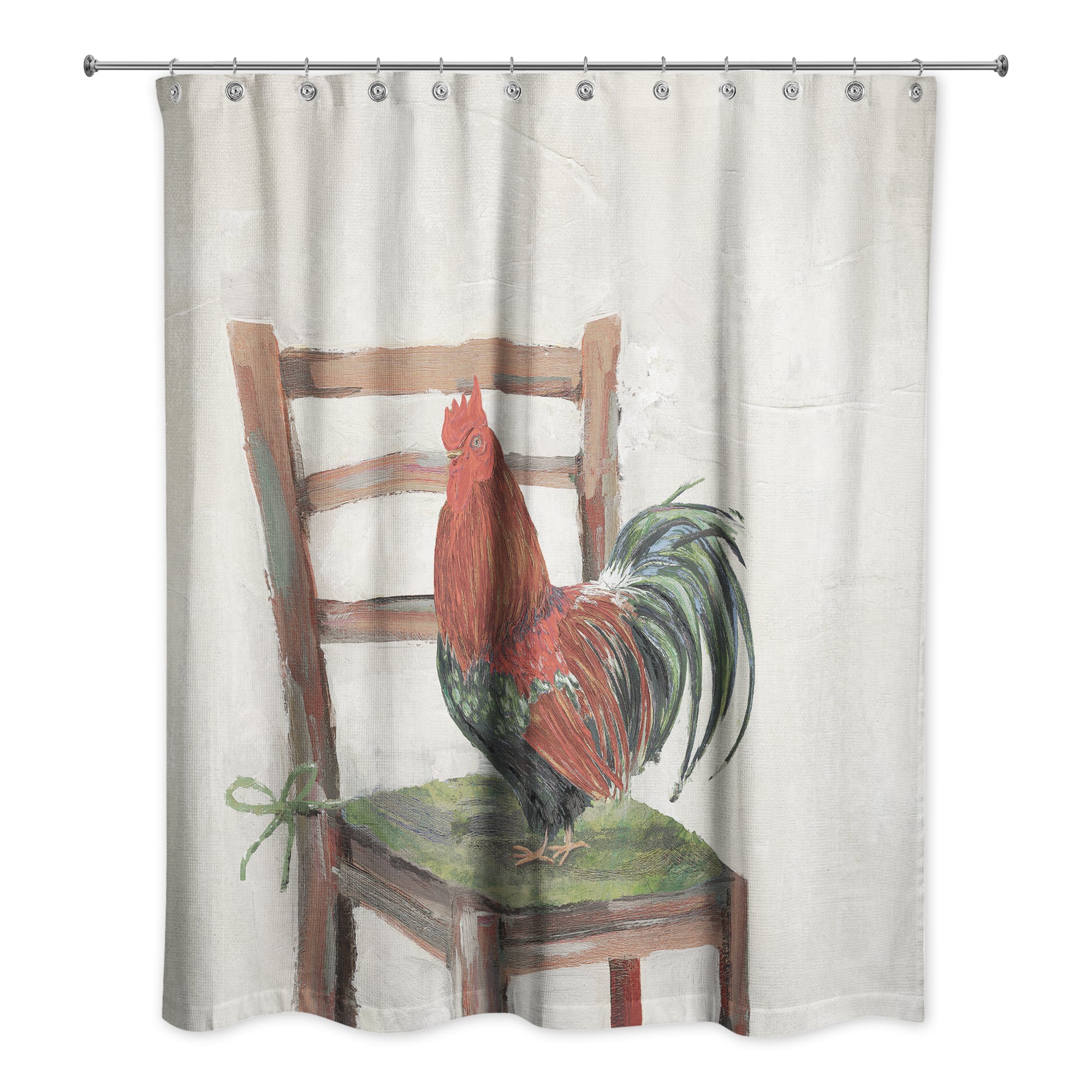 Rooster on a Chair 71" x 74" Shower Curtain